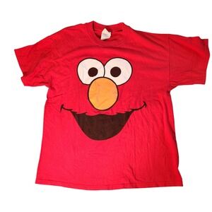 Vintage Elmo Sesame Street‎ Shirt Mens Large Red 2002 Graphic Tee M&O Knits 00s